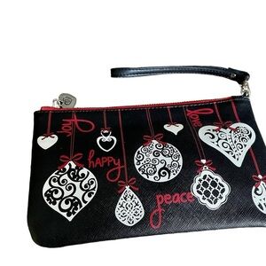 Brighton Holiday Love Notes Wristlet Bag, Black & Red, New w/out Tags, F…